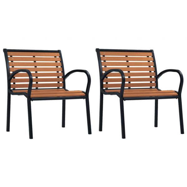 ARDEBO.de - Gartenstühle 2 Stk. Stahl und WPC Schwarz und Braun