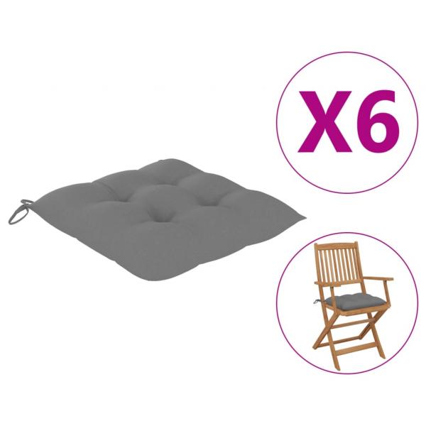 Stuhlkissen 6 Stk. Grau 40x40x7 cm Oxford-Gewebe