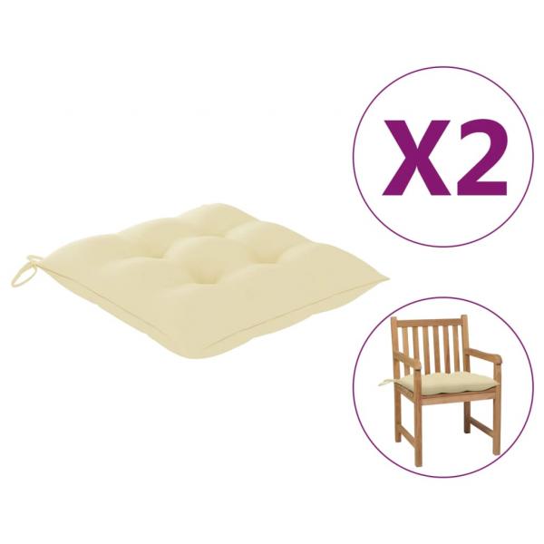 Stuhlkissen 2 Stk. Cremeweiß 50x50x7 cm Oxford-Gewebe