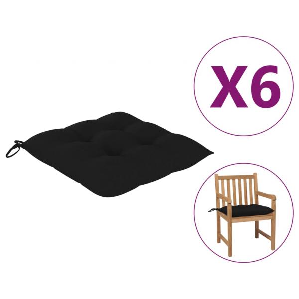 Stuhlkissen 6 Stk. Schwarz 50x50x7 cm Oxford-Gewebe