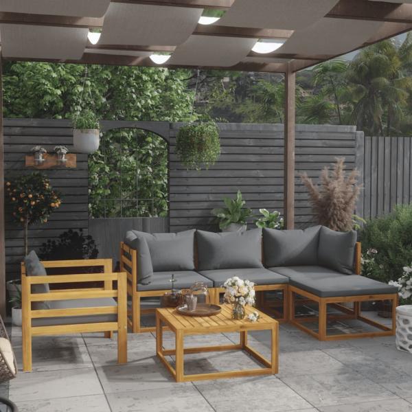 ARDEBO.de - 6-tlg. Garten-Lounge-Set mit Auflagen Massivholz Akazie