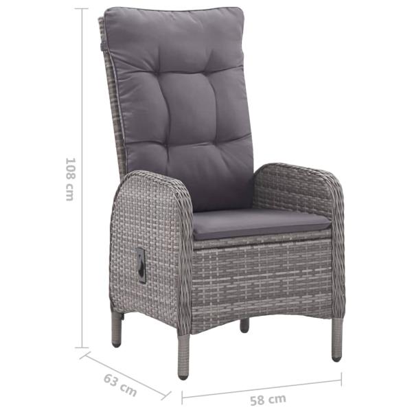 3-tlg. Bistro-Set Poly Rattan und Glas Grau