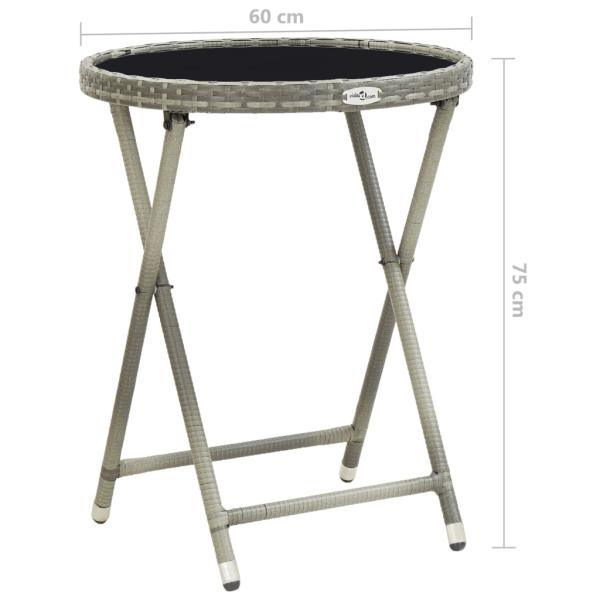 3-tlg. Bistro-Set Poly Rattan und Glas Grau