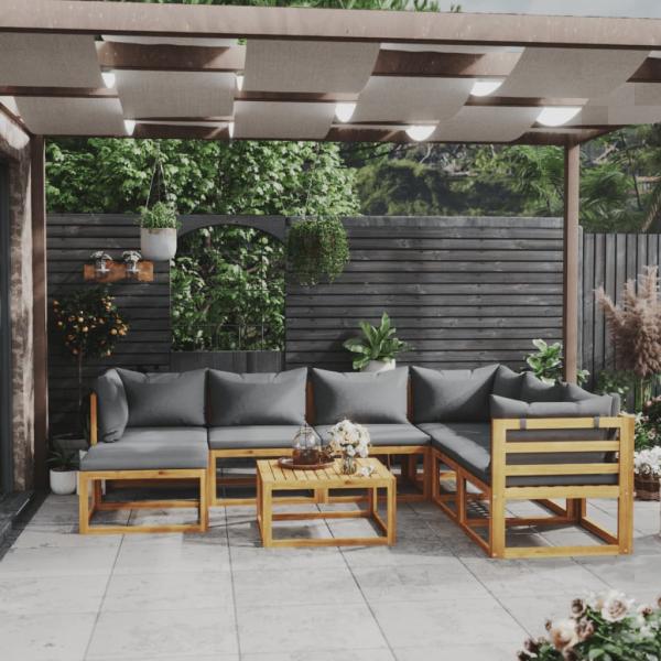 ARDEBO.de - 8-tlg. Garten-Lounge-Set mit Auflagen Massivholz Akazie