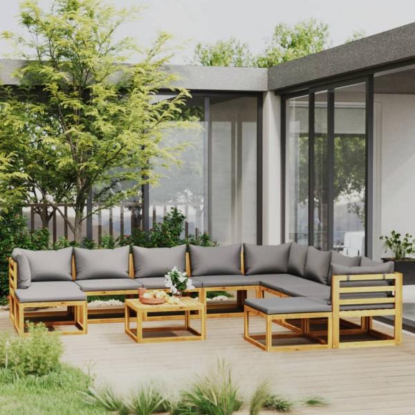 ARDEBO.de - 11-tlg. Garten-Lounge-Set mit Auflagen Massivholz Akazie