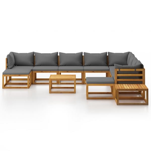 12-tlg. Garten-Lounge-Set mit Auflagen Massivholz Akazie