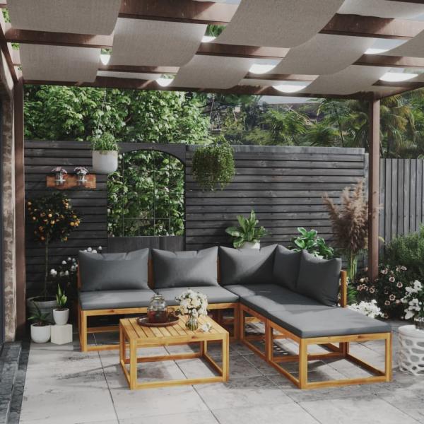 ARDEBO.de - 6-tlg. Garten-Lounge-Set mit Auflagen Massivholz Akazie