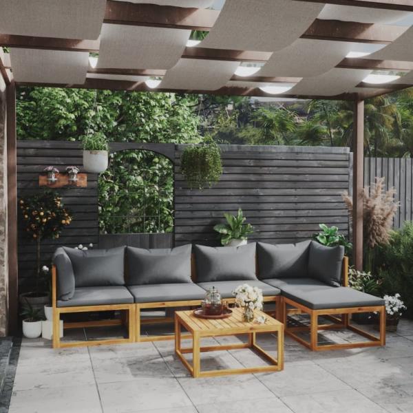 ARDEBO.de - 6-tlg. Garten-Lounge-Set mit Auflagen Massivholz Akazie