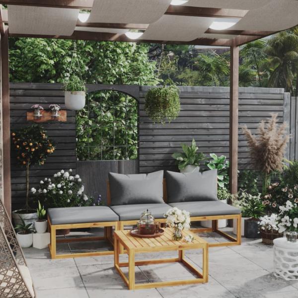 ARDEBO.de - 4-tlg. Garten-Lounge-Set mit Auflagen Massivholz Akazie