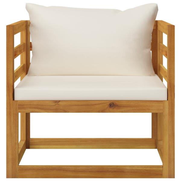 6-tlg. Garten-Lounge-Set mit Auflagen Creme Massivholz Akazie