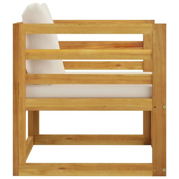 6-tlg. Garten-Lounge-Set mit Auflagen Creme Massivholz Akazie