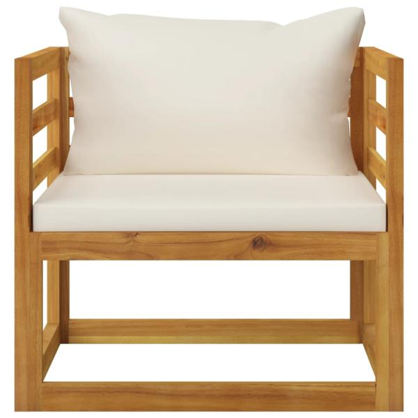 7-tlg. Garten-Lounge-Set mit Auflagen Creme Massivholz Akazie