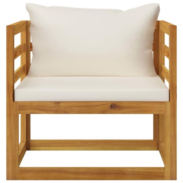 7-tlg. Garten-Lounge-Set mit Auflagen Creme Massivholz Akazie