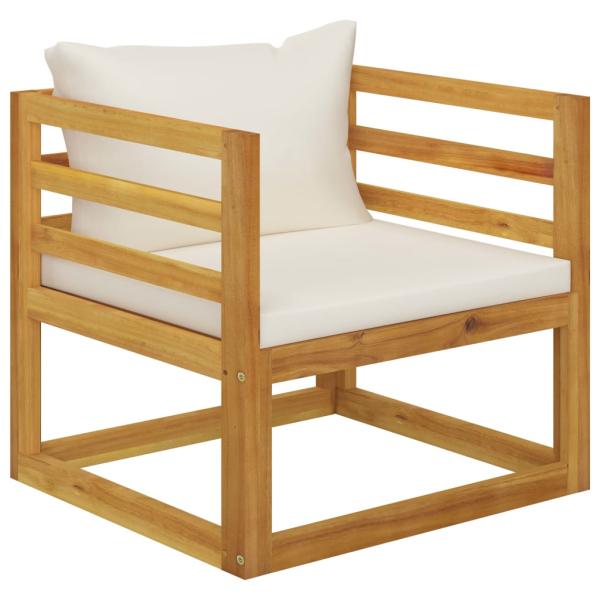 12-tlg. Garten-Lounge-Set mit Auflagen Creme Massivholz Akazie