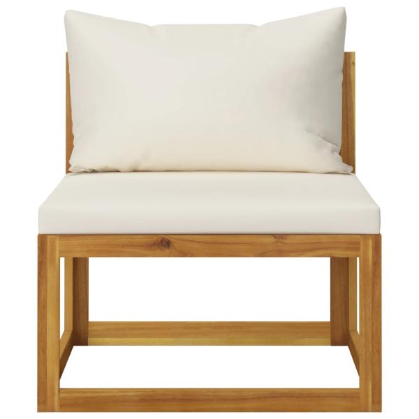 9-tlg. Garten-Lounge-Set mit Auflagen Creme Massivholz Akazie