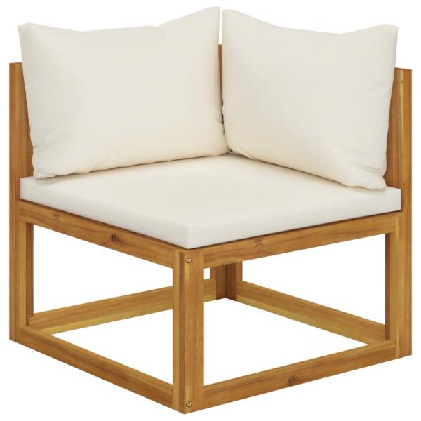 7-tlg. Garten-Lounge-Set mit Auflagen Creme Massivholz Akazie