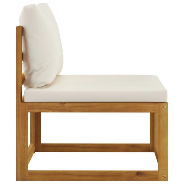 7-tlg. Garten-Lounge-Set mit Auflagen Creme Massivholz Akazie