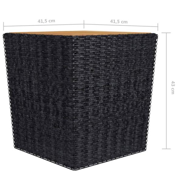 3-tlg. Bistro-Set Poly Rattan und Akazienholz Schwarz