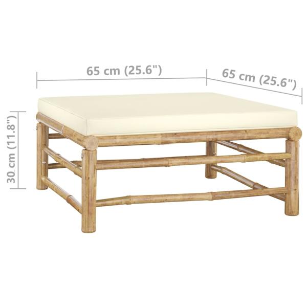 6-tlg. Garten-Lounge-Set mit Cremeweißen Kissen Bambus