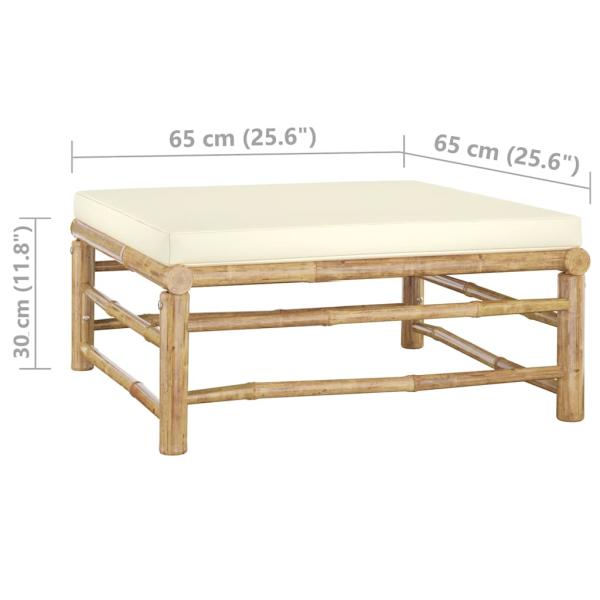 6-tlg. Garten-Lounge-Set mit Cremeweißen Kissen Bambus