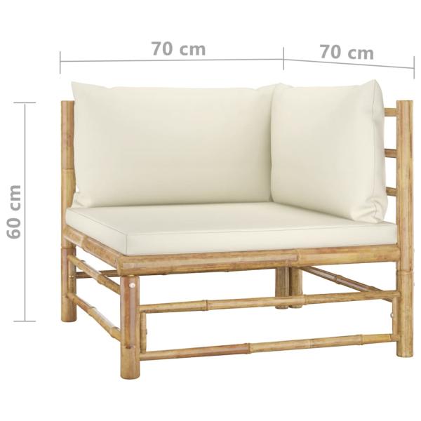 8-tlg. Garten-Lounge-Set mit Cremeweißen Kissen Bambus
