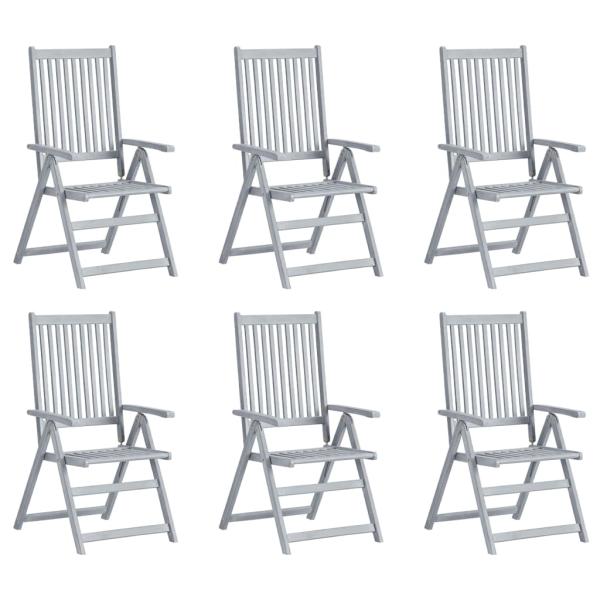 ARDEBO.de - Verstellbare Gartenstühle 6 Stk. Grau Massivholz Akazie