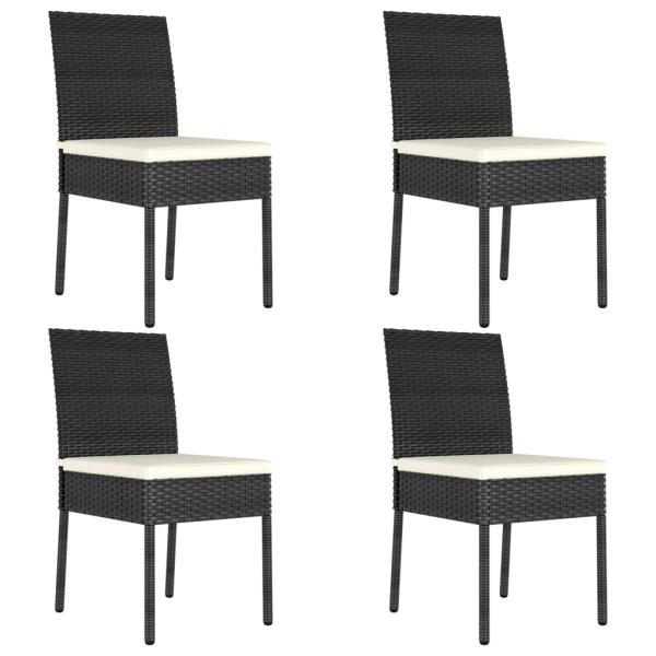 5-tlg. Garten-Essgruppe Poly Rattan Schwarz