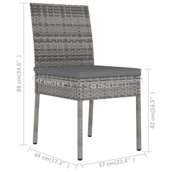 7-tlg. Garten-Essgruppe Poly Rattan Grau