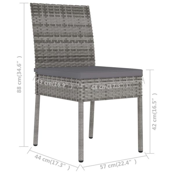 7-tlg. Garten-Essgruppe Poly Rattan Grau