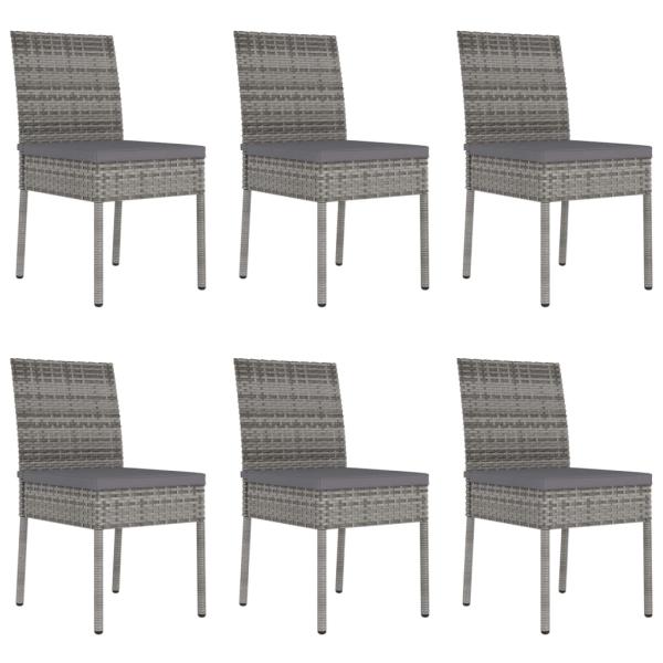 7-tlg. Garten-Essgruppe Poly Rattan Grau