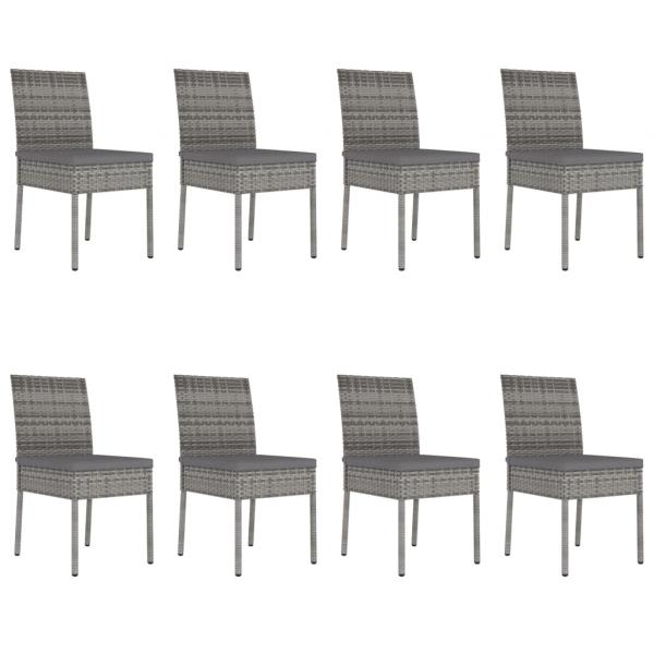 9-tlg. Garten-Essgruppe Poly Rattan Grau