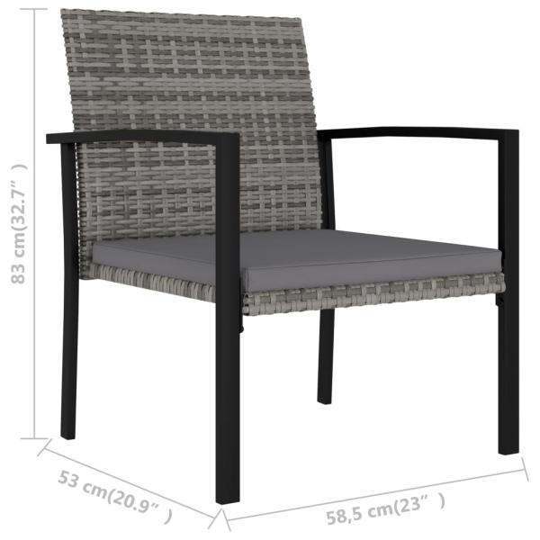 9-tlg. Garten-Essgruppe Poly Rattan Grau