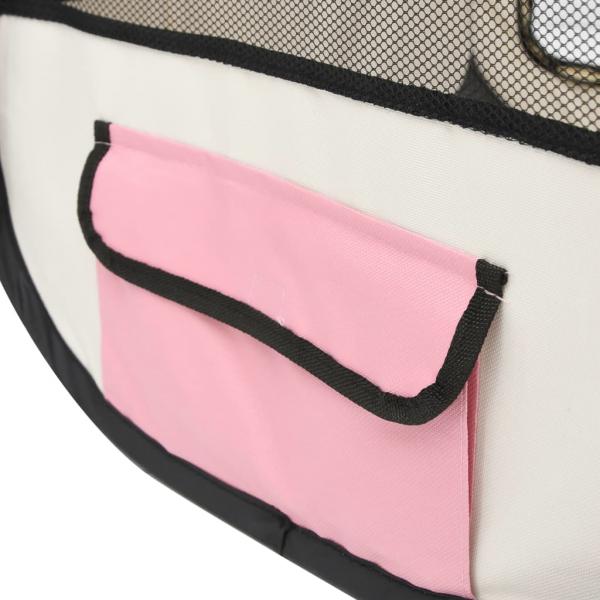 Faltbarer Welpenlaufstall mit Tragetasche Rosa 145x145x61 cm