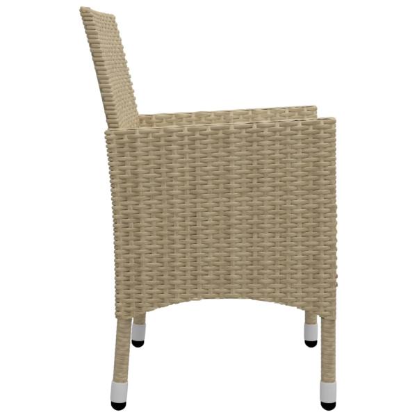 3-tlg. Bistro-Set Poly Rattan und Hartglas Beige 