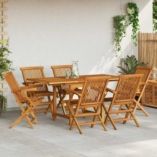7-tlg. Garten-Essgruppe Massivholz Teak