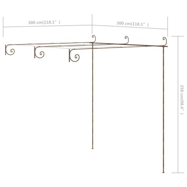 Garten-Pergola Antik-Braun 3x3x2,5 m Eisen 