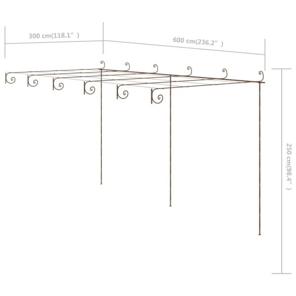 Garten-Pergola Antik-Braun 6x3x2,5 m Eisen
