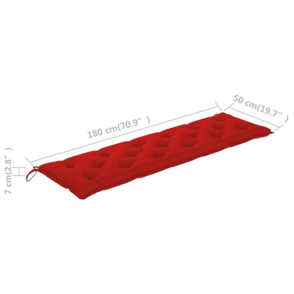 ARDEBO.de - Gartenbank-Auflagen 2 Stk. Rot 180x50x7 cm Oxford-Gewebe