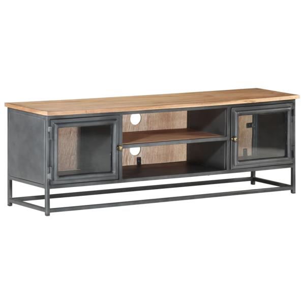 ARDEBO.de - TV-Schrank Grau 120x30x40 cm Massivholz Akazie und Stahl