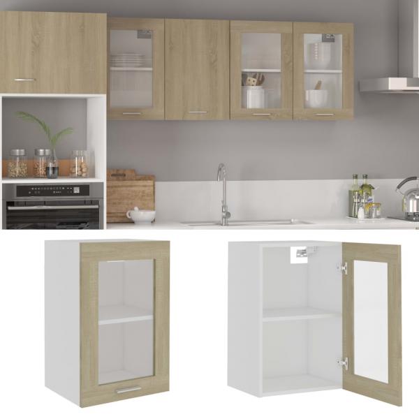 ARDEBO.de - Hängeglasschrank Sonoma-Eiche 40x31x60 cm Holzwerkstoff