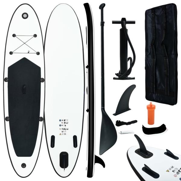 ARDEBO.de - Aufblasbares Stand Up Paddle Board Set Schwarz und Weiß