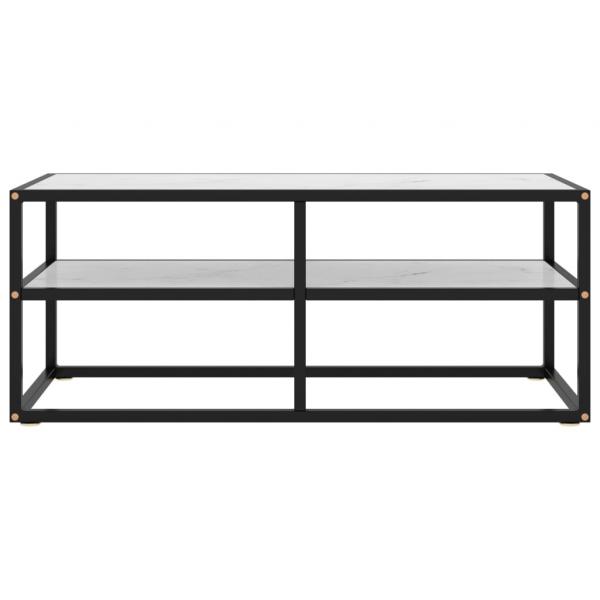 TV-Schrank Schwarz mit Hartglas Marmor-Optik 100x40x40 cm