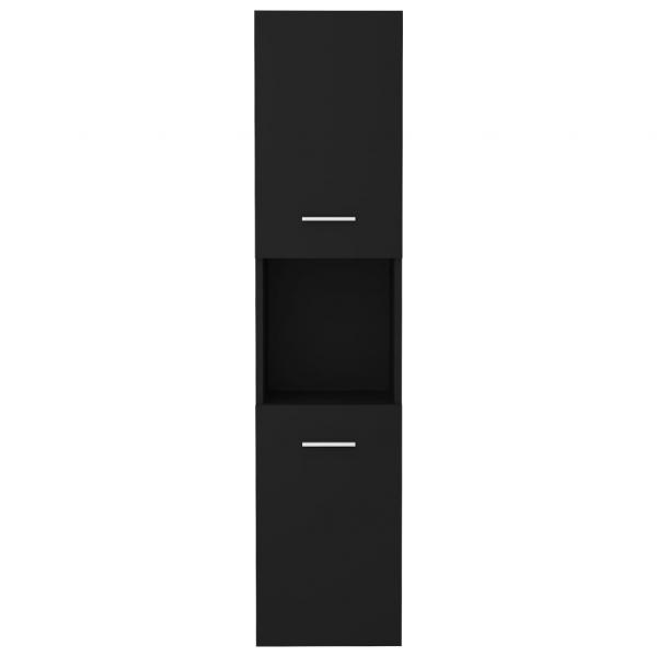 Badezimmerschrank Schwarz 30x30x130 cm Holzwerkstoff