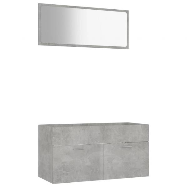 ARDEBO.de - 2-tlg. Badmöbel-Set Betongrau Holzwerkstoff