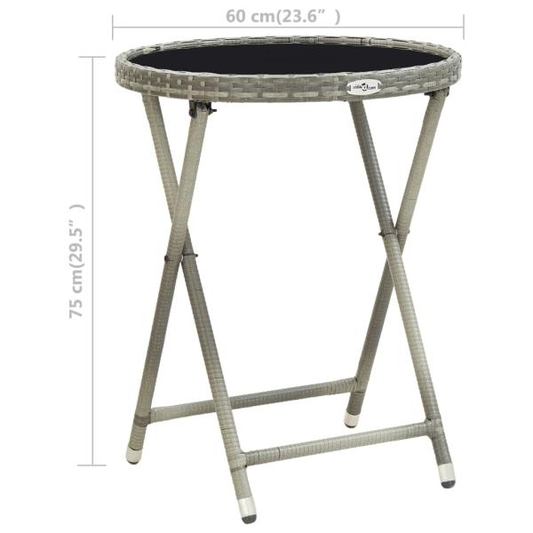 3-tlg. Bistro-Set Poly Rattan und Hartglas Grau
