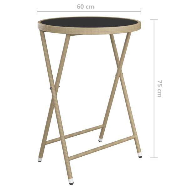 3-tlg. Bistro-Set Poly Rattan und Hartglas Beige