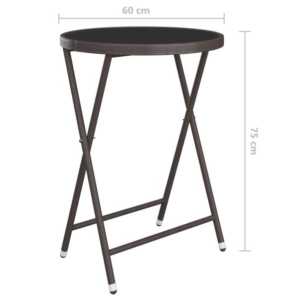 3-tlg. Bistro-Set Poly Rattan und Hartglas Braun