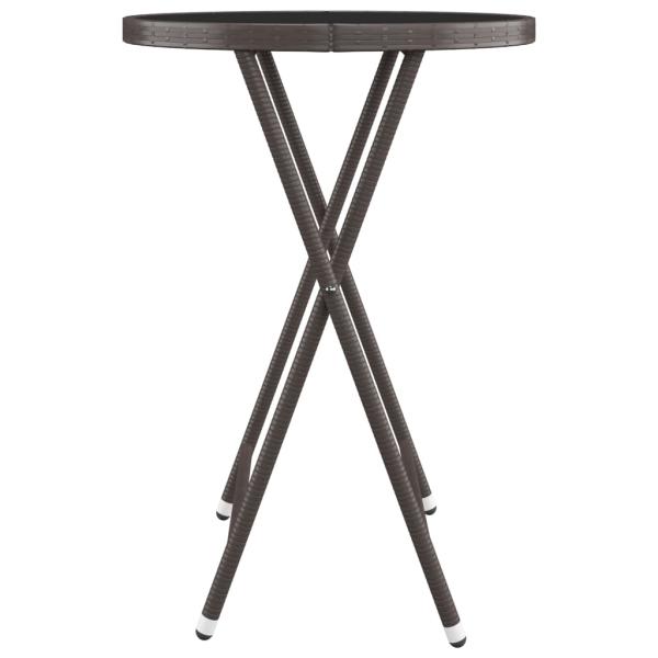 3-tlg. Bistro-Set Poly Rattan und Hartglas Braun