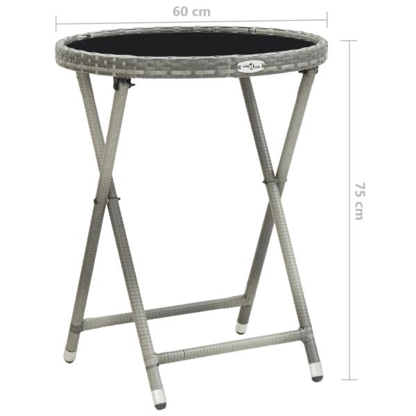 3-tlg. Bistro-Set Poly Rattan und Hartglas Grau