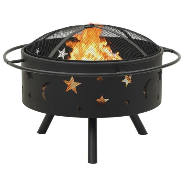 Feuerstelle mit Schürhaken 76 cm XXL Stahl